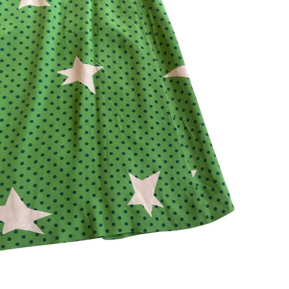 Girls From Savoy Anthropologie Green Star Print Silk Dress A-Line Size 4 Women's - Picture 10 of 12